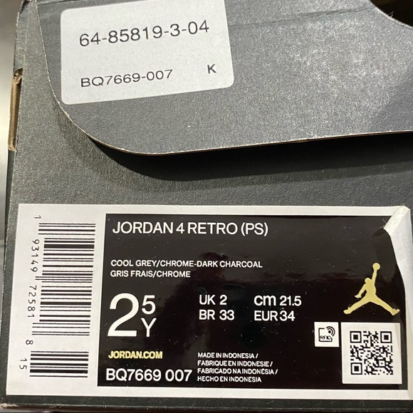 Jordan 4 Retro Size 2.5Y Cool Grey - Picture 13 of 15